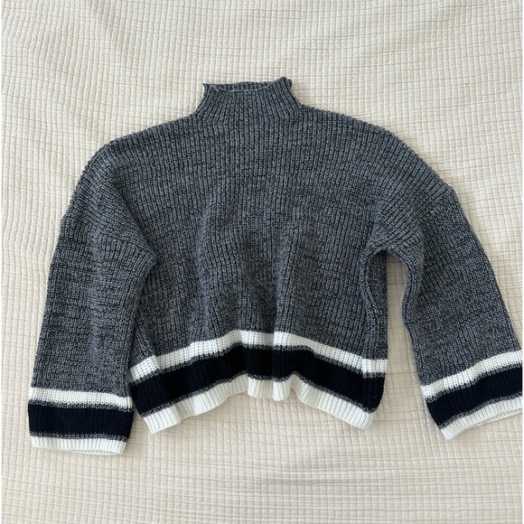 Boxy Crop Mock Neck Sweater Heather Gray M - Picture 4 of 6